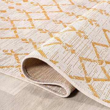 Ourika Moroccan Geometric Textured Weave Indoor/outdoor Square Rug